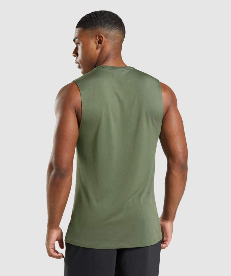 Men's Gymshark Arrival Sleeveless Tanks Olive | NZ 4FCBPN